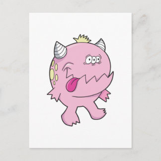 adorable pink tongue chomper monster postcard