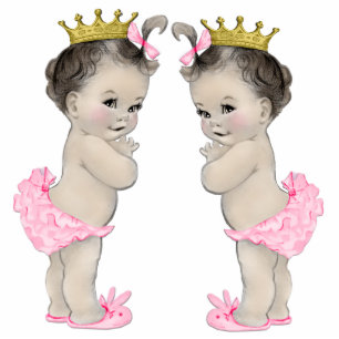 Adorable Pink Twin Baby Girl Shower Decorations Standing Photo Sculpture