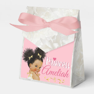 Adorable Pink & White Afro Puff Princess Ballerina Favour Box