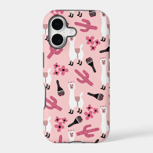 Adorable Pink White Llama Maraca Cactus Floral