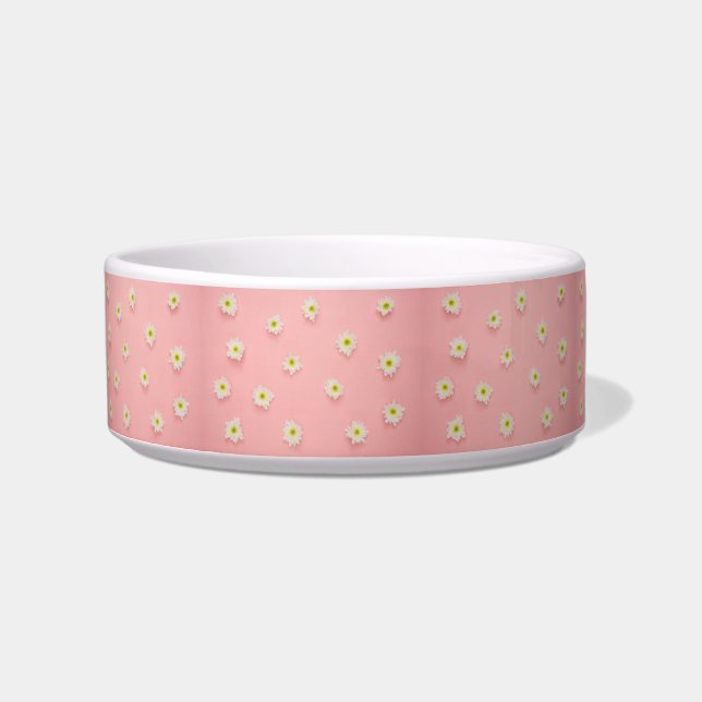 adorable pink with daisies medium pet bowl (Front)