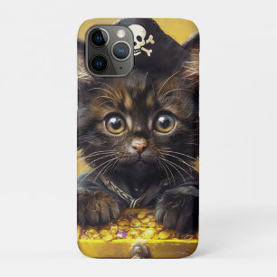 Adorable Pirate Kitten with Golden Treasure iPhone 11 Pro Case