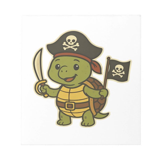 Adorable Pirate Turtle Classic T-Shirt Notepad (Front)