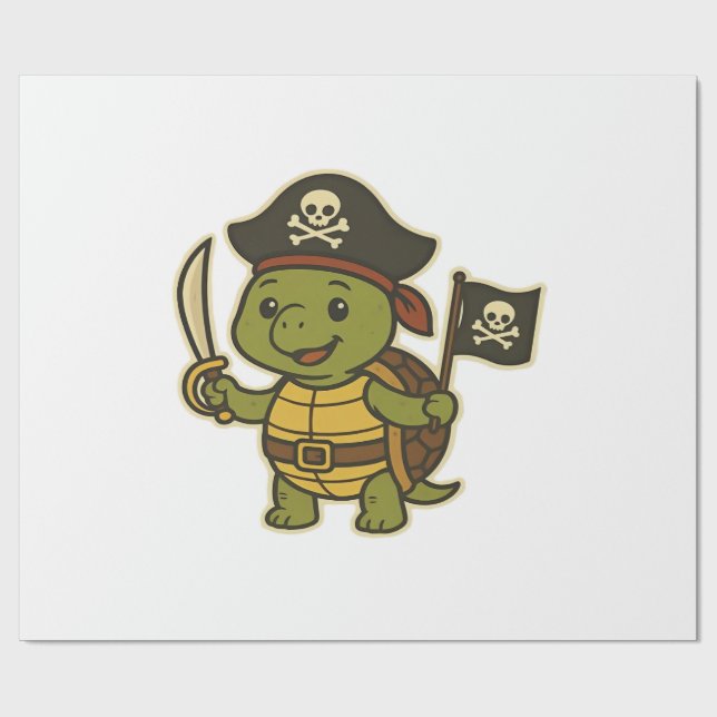 Adorable Pirate Turtle Classic T-Shirt Wrapping Paper (Flat)