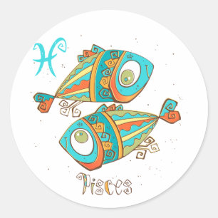 Adorable Pisces Fish Classic Round Sticker