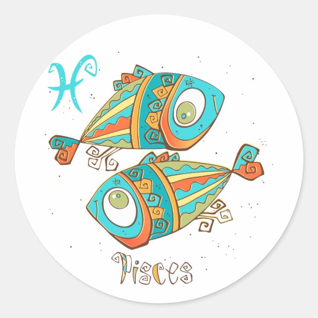 Adorable Pisces Fish Classic Round Sticker (Front)