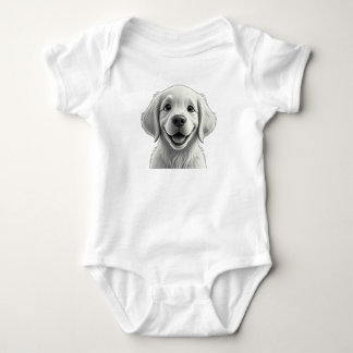 Adorable Pixar-Style Golden Retriever Puppy Kids Baby Bodysuit