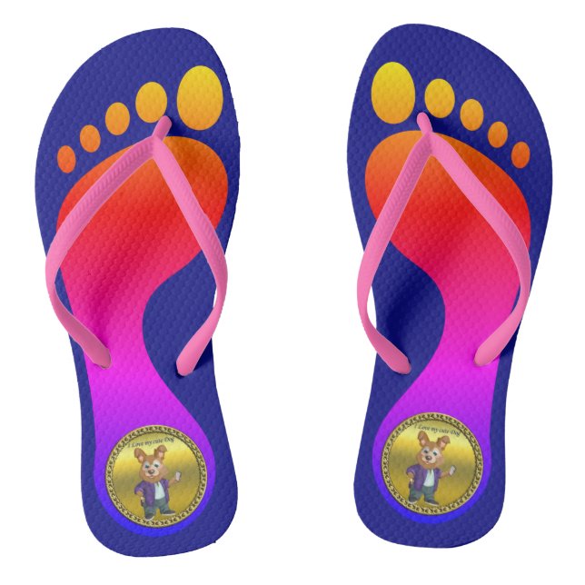 Adorable playful Cartoon dog student in a suit #1 Flip Flops (Footbed)