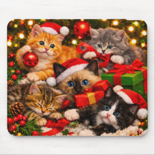 Adorable Playful Christmas Kittens Mouse Pad