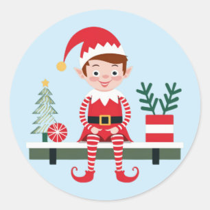 Adorable Playful Elf Christmas Sticker