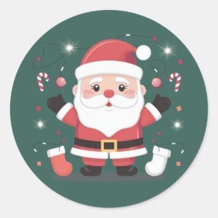 Adorable Playful Santa Claus Christmas Sticker