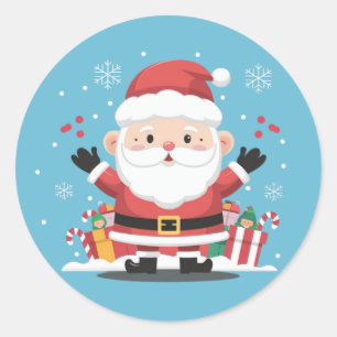 Adorable Playful Santa Claus Christmas Sticker