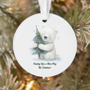 Adorable Polar Bear Hugging Christmas Tree, Cute Ornament