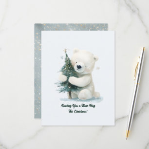 Adorable Polar Bear Hugging Christmas Tree, Cute  RSVP Card
