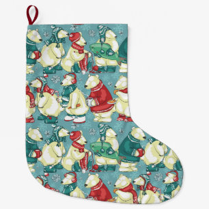 Adorable Polar Bears Large Christmas Stocking