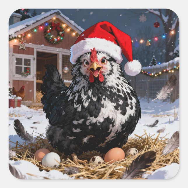 Adorable Polish Chicken Festive  Square Sticker (Front)