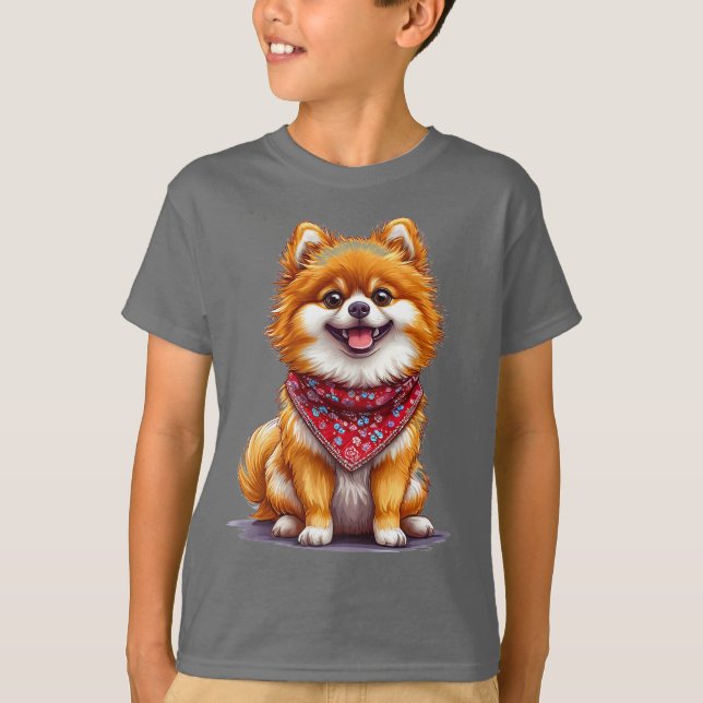 Adorable Pomeranian dog T-Shirt (Front)