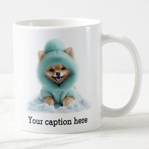 Adorable Pomeranian Winter Playtime Coffee Mug