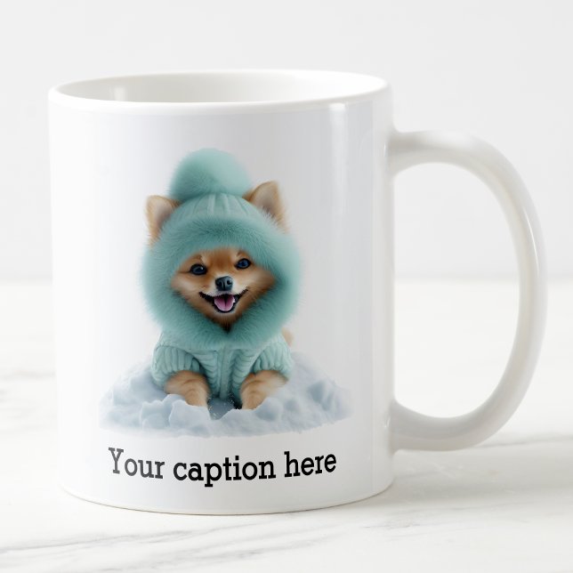 Adorable Pomeranian Winter Playtime Coffee Mug (Creator Uploaded)