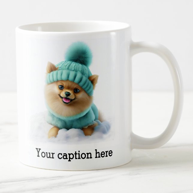 Adorable Pomeranian Winter Playtime Coffee Mug (Creator Uploaded)