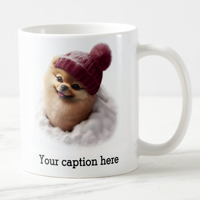 Adorable Pomeranian Winter Playtime Coffee Mug (Creator Uploaded)