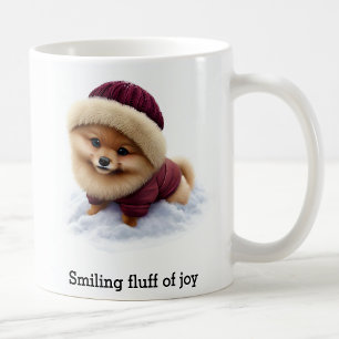 Adorable Pomeranian Winter Playtime Coffee Mug