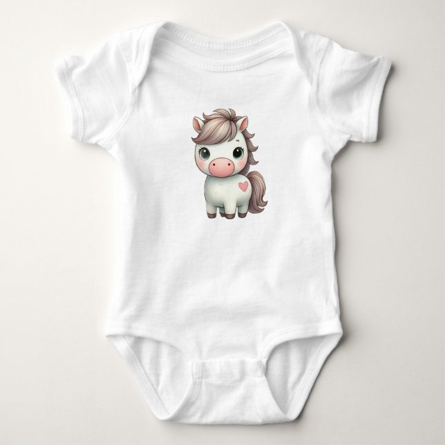 Adorable Pony with Heart Baby Bodysuit (Front)