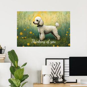 Adorable Poodle In Meadow Thinking Of You Poster