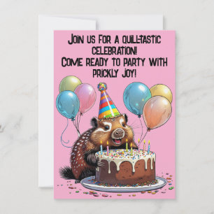 Adorable Porcupine Birthday Party Fun Invitation