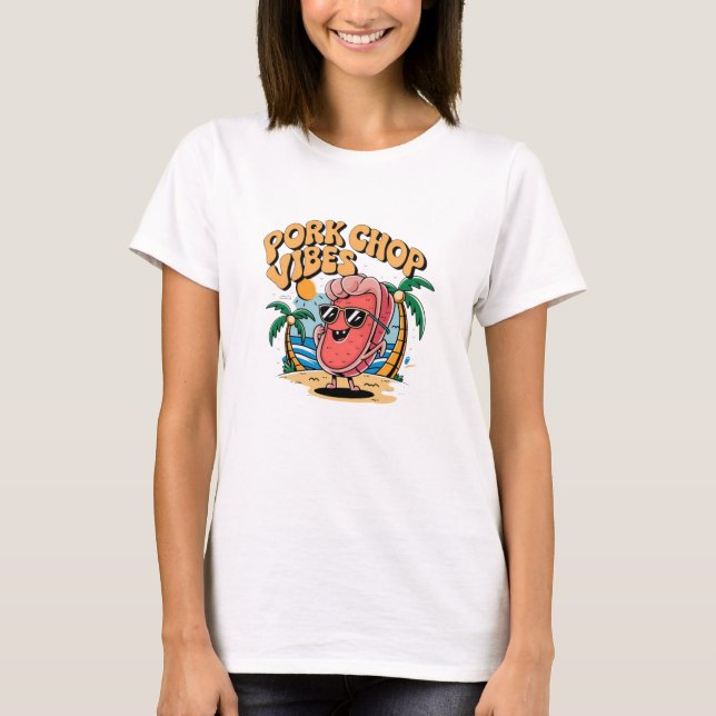Adorable Pork Chop-Themed Graphics T-Shirt (Front)