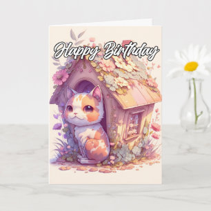 Adorable Posing Baby Kitten Illustration Card
