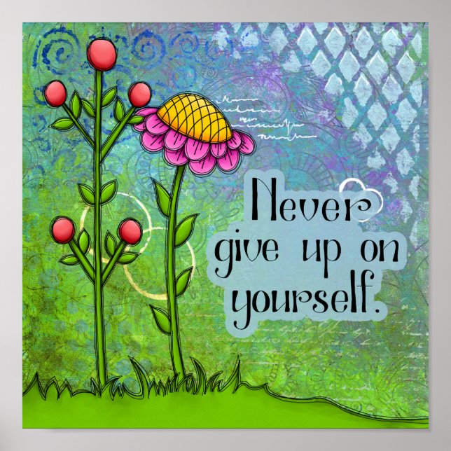 Adorable Positive Thought Doodle Flower Poster (Front)