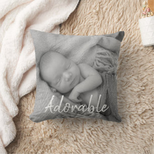 Adorable precious baby black and white photos cushion