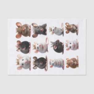 Adorable Prince and Princess Mice with Crowns Tissue Paper