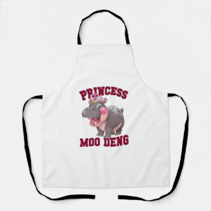 Adorable PRINCESS MOO DENG Baby Hippo Girl Dabbing Apron