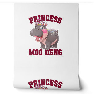 Adorable PRINCESS MOO DENG Baby Hippo Girl Dabbing Wallpaper