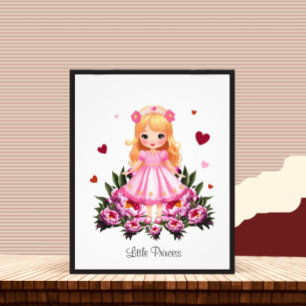 Adorable princess with flowers photo print
