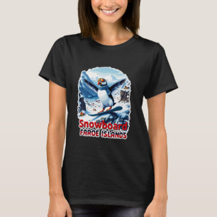 Adorable Puffin Snowboarding Adventure T-Shirt