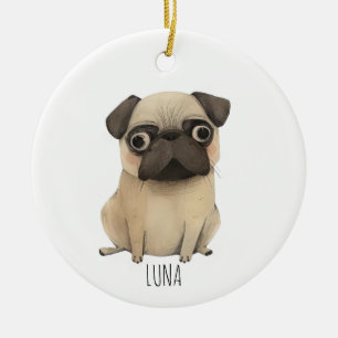 Adorable Pug Ceramic Tree Decoration