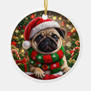 Adorable Pug Christmas Ornament