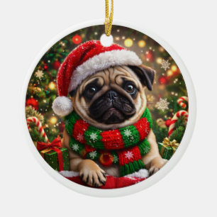 Adorable Pug Christmas Ornament