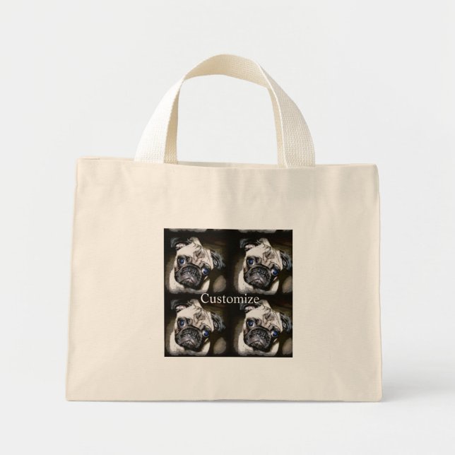 adorable pug face mini tote bag (Front)