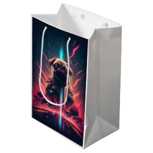 Adorable Pug in Futuristic Robot Costume Medium Gift Bag