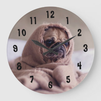 Adorable Pug Large Clock