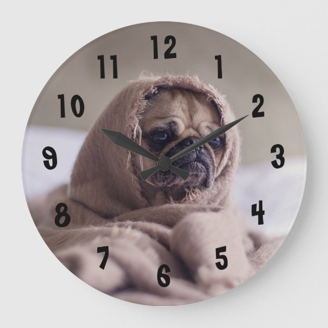 Adorable Pug Large Clock (Front)
