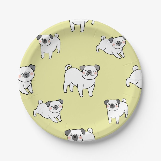 Adorable Pug Pattern Dog-Themed Party  Paper Plate (Front)