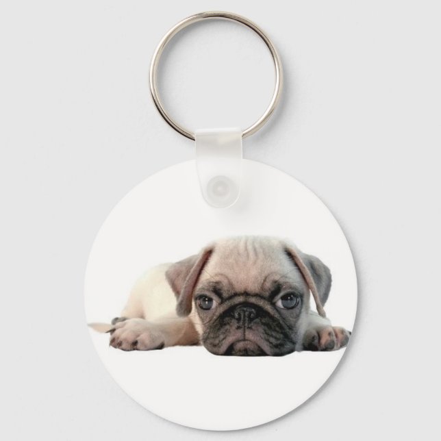 adorable pug puppy key ring (Front)