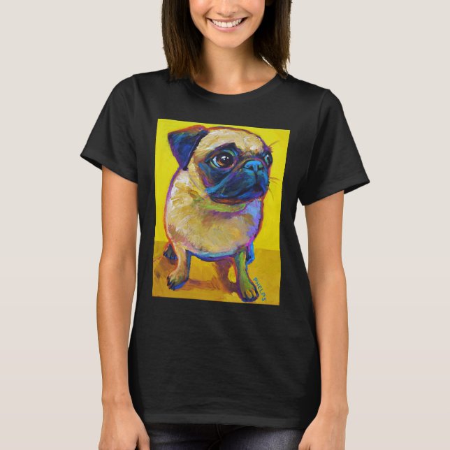 Adorable Pug Puppy on Yellow Classic T-Shirt 250 (Front)