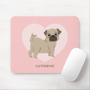 Adorable Pug Puppy Personalised Mouse Mat