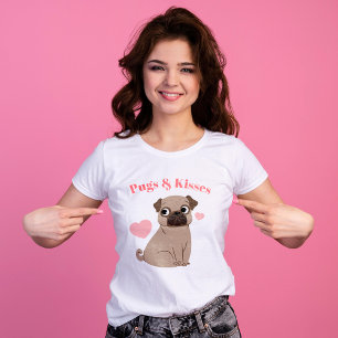 Adorable Pug Puppy "Pugs and Kisses" T-Shirt